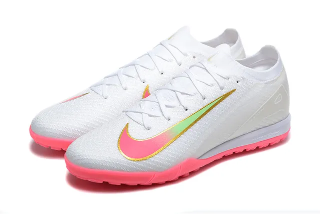 Nike White Pink Low-Cut Knit Upper Vivid Studs Turf Soccer Shoes 8