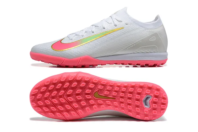 Nike White Pink Low-Cut Knit Upper Vivid Studs Turf Soccer Shoes 9