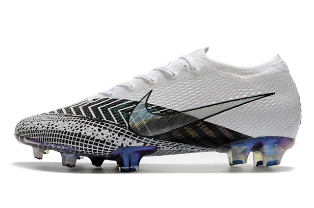 Nike White Purple Knit Upper Iridescent Grid Pattern Firm-Ground Soccer Shoes 5