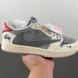 Nike x Stussy Dunk Low Off-White Gray Red حذاء أسلوب حياة