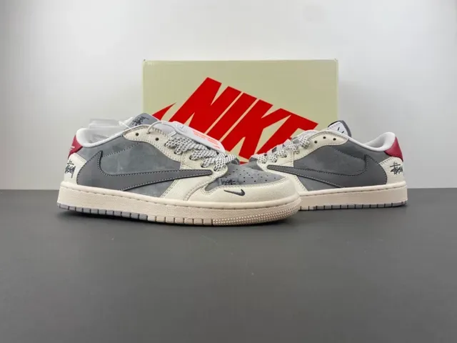 Nike x Stussy Dunk Low Off-White Gray Red Zapatillas Lifestyle 13
