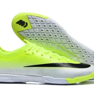 Nike Chaussures de football indoor jaune noir dégradé néon à blanc talon bas supérieure en tricot