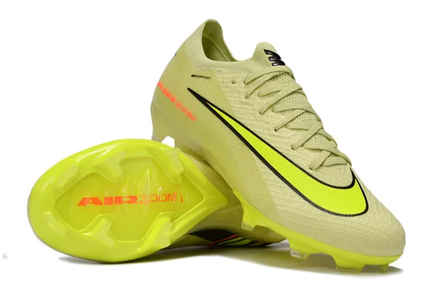 Nike Amarillo Naranja Flyknit parte superior corte bajo cuello de calcetín Firm-Ground Zapatos de fútbol 2