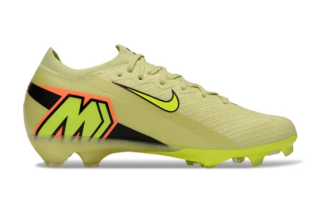 Nike Amarillo Naranja Flyknit parte superior corte bajo cuello de calcetín Firm-Ground Zapatos de fútbol 5