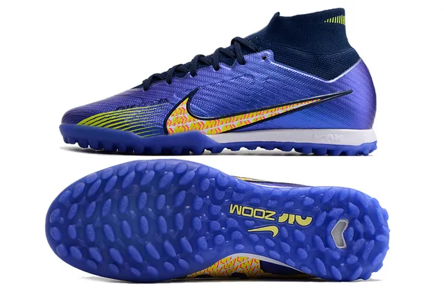 নাইক হলুদ কমলা উচ্চ-কাট মোজা-ফিট উপর Flyknit নির্মাণ কৃত্রিম ঘাস সকার জুতো 15