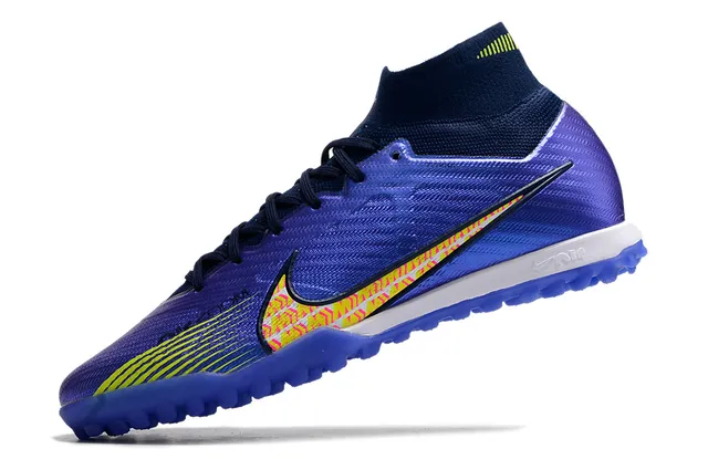 নাইক হলুদ কমলা উচ্চ-কাট মোজা-ফিট উপর Flyknit নির্মাণ কৃত্রিম ঘাস সকার জুতো 17