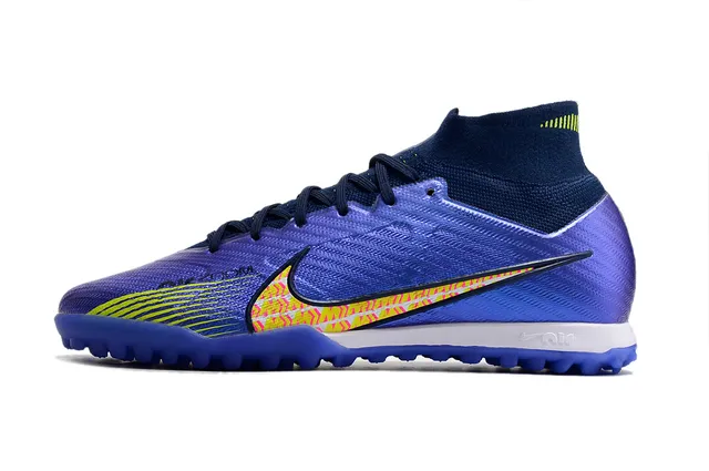 নাইক হলুদ কমলা উচ্চ-কাট মোজা-ফিট উপর Flyknit নির্মাণ কৃত্রিম ঘাস সকার জুতো 18