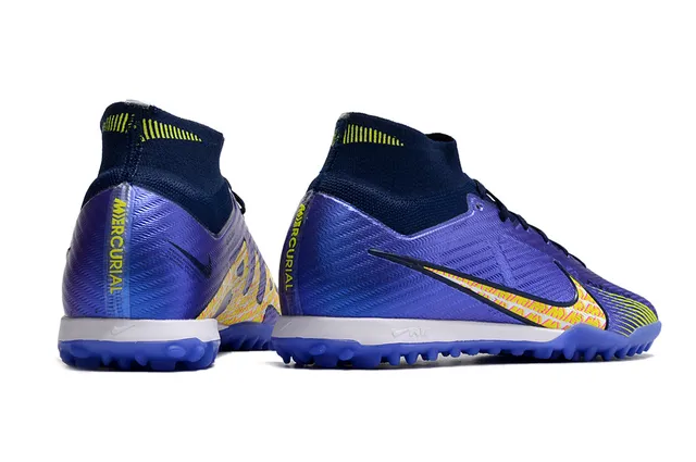 নাইক হলুদ কমলা উচ্চ-কাট মোজা-ফিট উপর Flyknit নির্মাণ কৃত্রিম ঘাস সকার জুতো 20