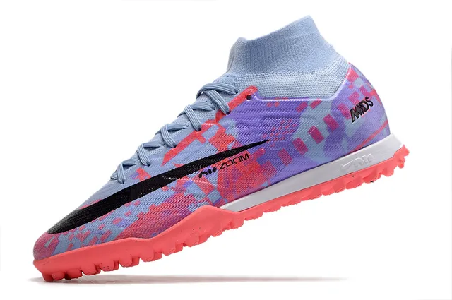 নাইক হলুদ কমলা উচ্চ-কাট মোজা-ফিট উপর Flyknit নির্মাণ কৃত্রিম ঘাস সকার জুতো 23