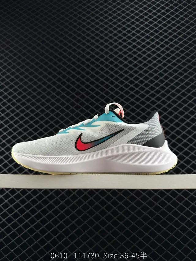 Nike Zoom Winflo 7X Gris clair Bleu sarcelle Rouge Chaussures de course 7