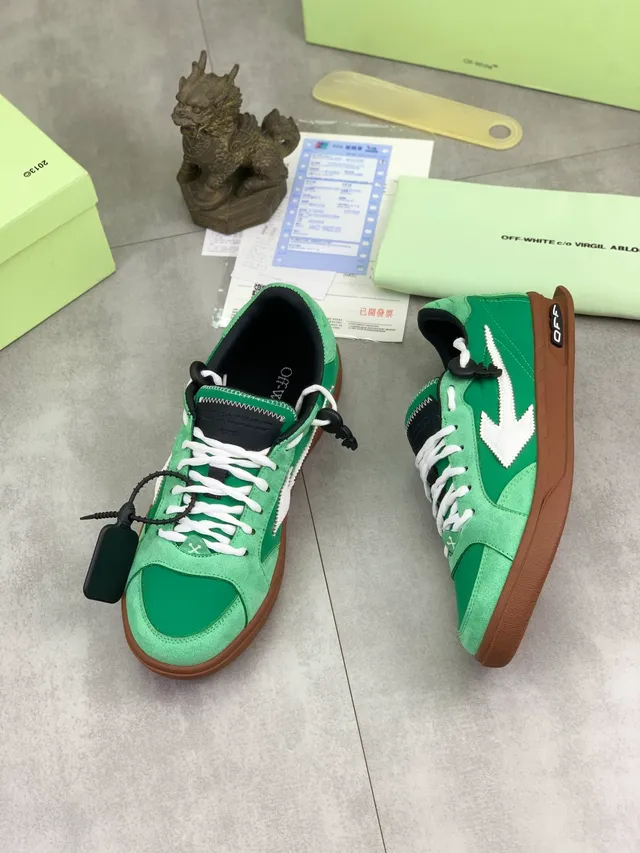 Off-White Arrow Green Suede Lifestyle Sneakers 5