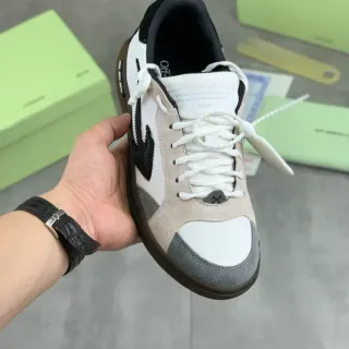 Off-White Beige Low-Top Mixed-Material Lifestyle Sneakers