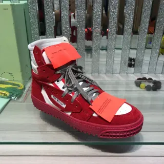 Off-White Industrial-Style High-Top Red White Lifestyle Sneakers