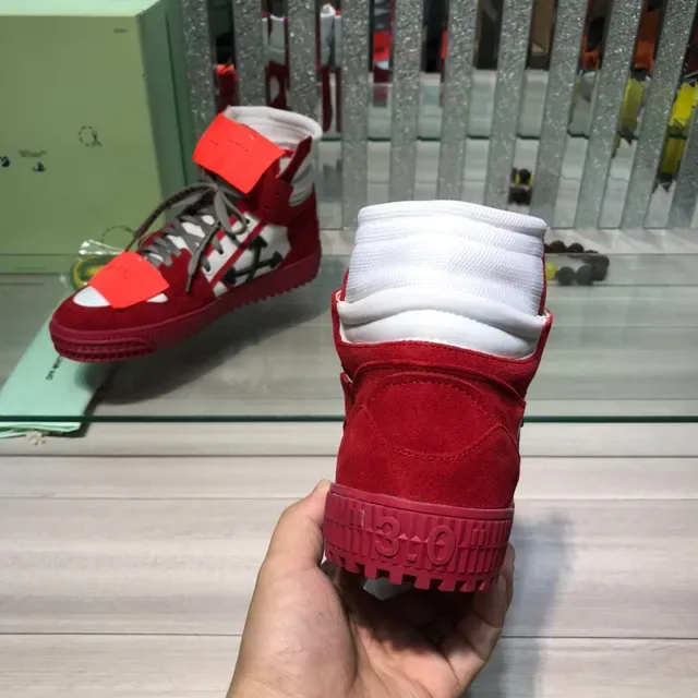 Off-White Industrial-Style High-Top Red White Lifestyle Sneakers 3