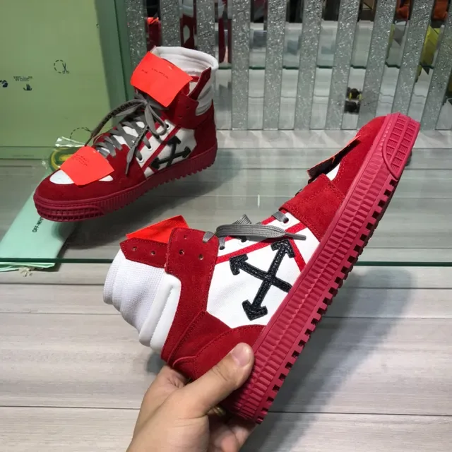 Off-White Industrial-Style High-Top Red White Lifestyle Sneakers 4