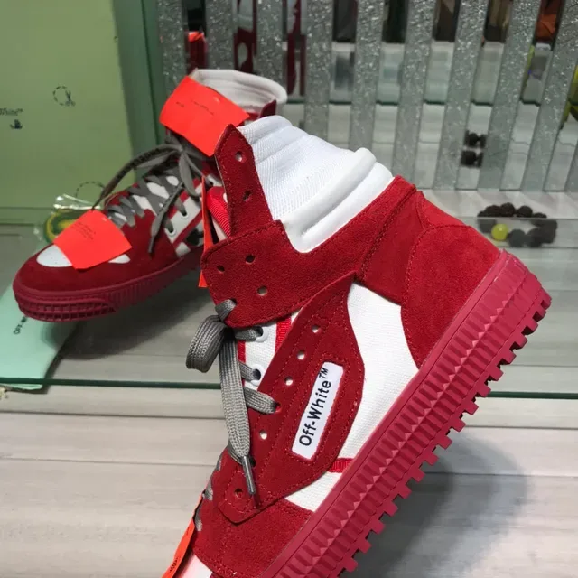 Off-White Industrial-Style High-Top Red White Lifestyle Sneakers 5