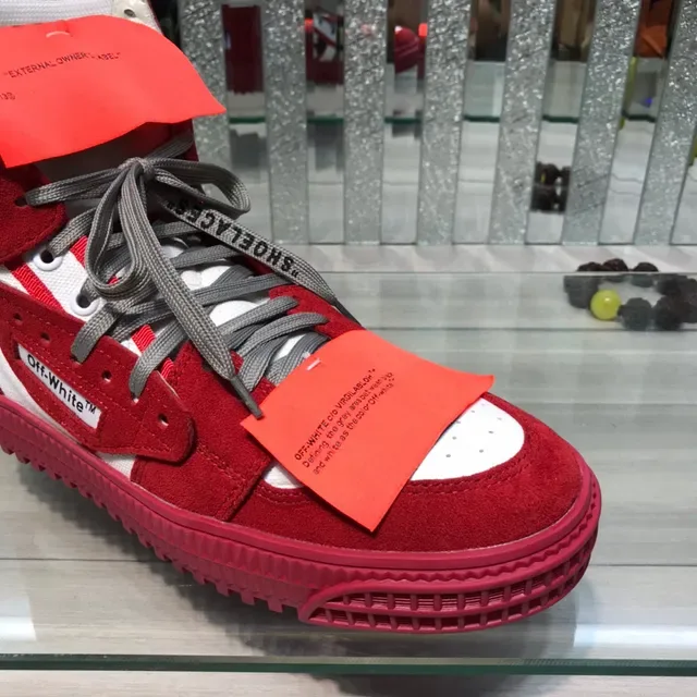 Off-White Industrial-Style High-Top Red White Lifestyle Sneakers 6