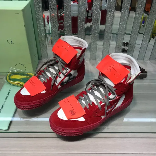 Off-White Industrial-Style High-Top Red White Lifestyle Sneakers 7