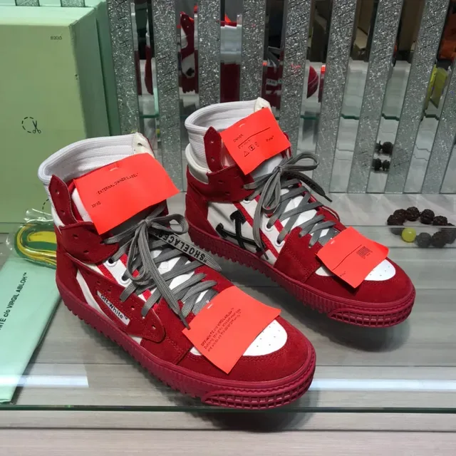 Off-White Industrial-Style High-Top Red White Lifestyle Sneakers 8