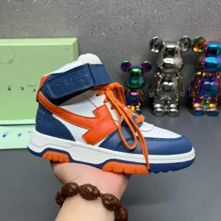 Off-White Navy Orange High-Top Industrial-Luxe Lifestyle Sneakers
