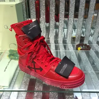 Off-White Red Black High-Top Monochrome Lifestyle Sneakers