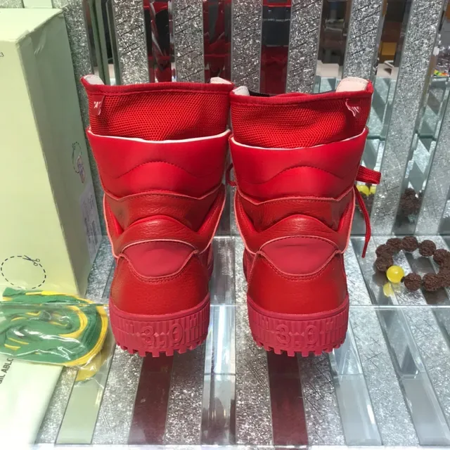 Off-White Red Black High-Top Monochrome Lifestyle Sneakers 3