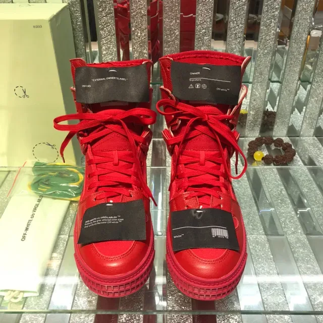 Off-White Red Black High-Top Monochrome Lifestyle Sneakers 5
