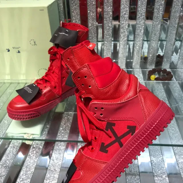 Off-White Red Black High-Top Monochrome Lifestyle Sneakers 6