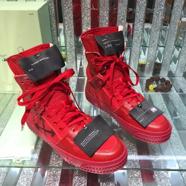 Off-White Red Black High-Top Monochrome Lifestyle Sneakers 8