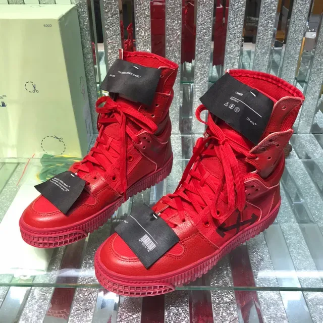 Off-White Red Black High-Top Monochrome Lifestyle Sneakers 9