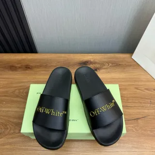 Off-White Slide Black Gold Logo Slippers