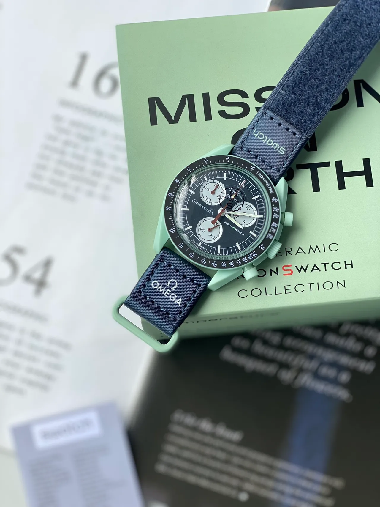 Omega Speedmaster Moonswatch Mint Green Mechanical Watch 6