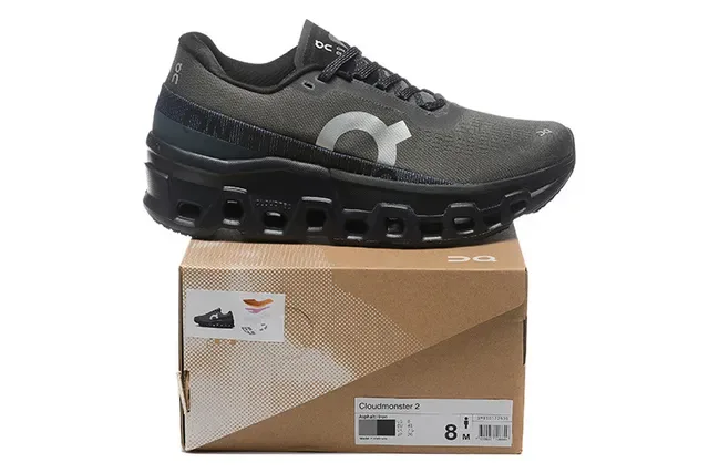 On Cloudmonster Cinza Escuro Preto Tênis de Corrida 2