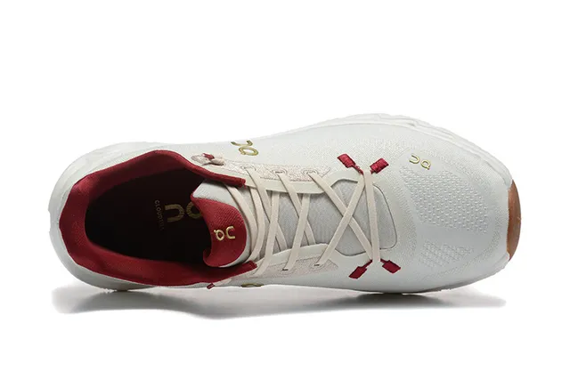 On Cloudmonster Zapatillas de correr Off-White y Rojo 3