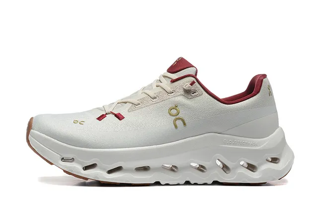 On Cloudmonster Zapatillas de correr Off-White y Rojo 5