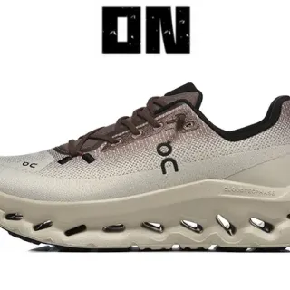On CloudTec Phase Beige Brown Engineered Knit Upper Hollowed Midsole Running Shoes