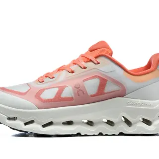 On White Orange Sculpted Wavy Midsole Open Hexagonal CloudTec Pods Running Shoes