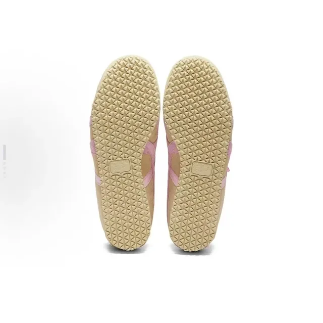 Onitsuka Tiger Chaussures Lifestyle Beige Rose Suédé Rayures Croisées Logo 6