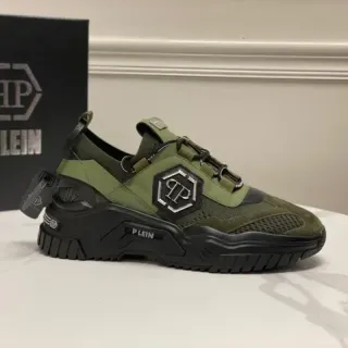 Philipp Plein Active Olive Green and Black Chunky Sneakers
