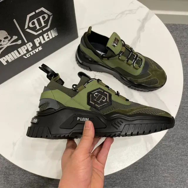 Philipp Plein Active Olive Green and Black Chunky Sneakers 2