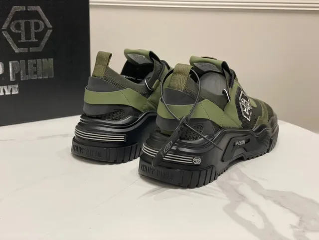 Philipp Plein Active Olive Green and Black Chunky Sneakers 4