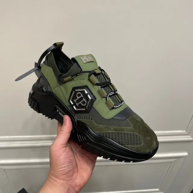 Philipp Plein Active Olive Green and Black Chunky Sneakers 5
