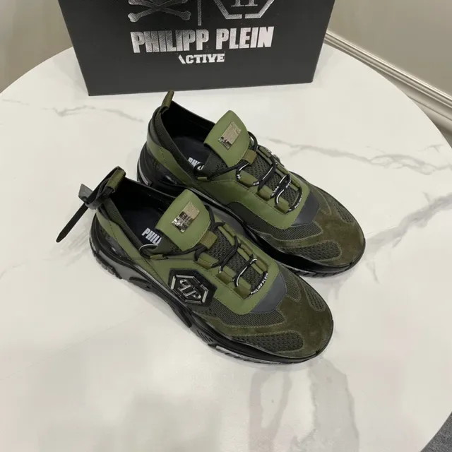 Philipp Plein Active Olive Green and Black Chunky Sneakers 6