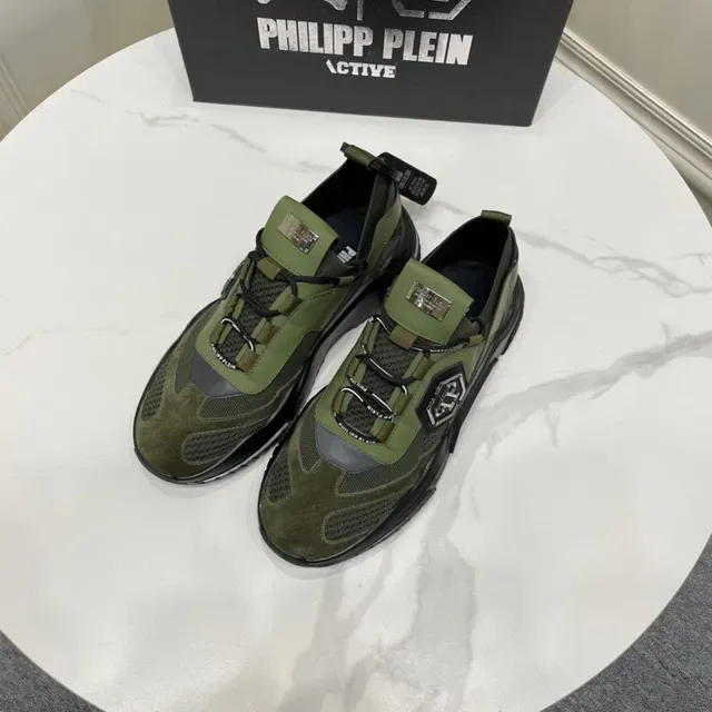 Philipp Plein Active Olive Green and Black Chunky Sneakers 8