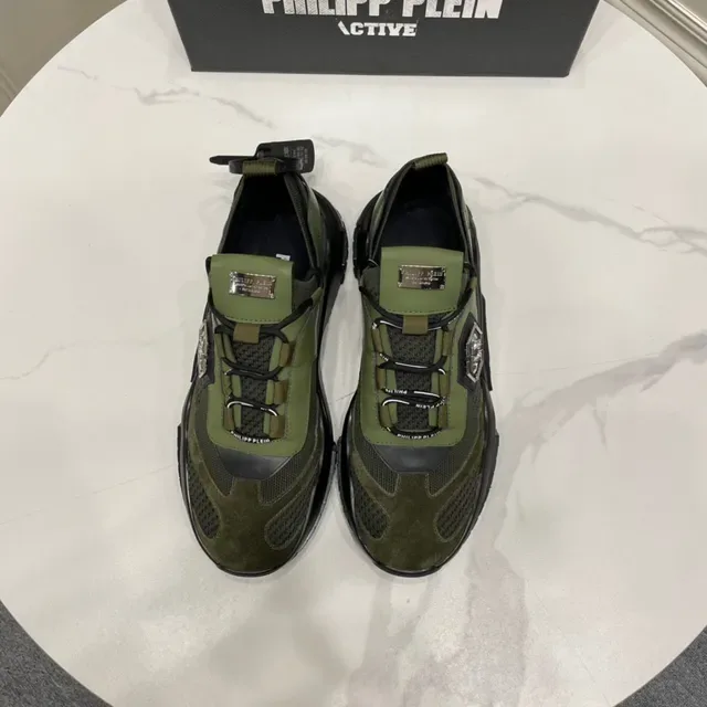 Philipp Plein Active Olive Green and Black Chunky Sneakers 9