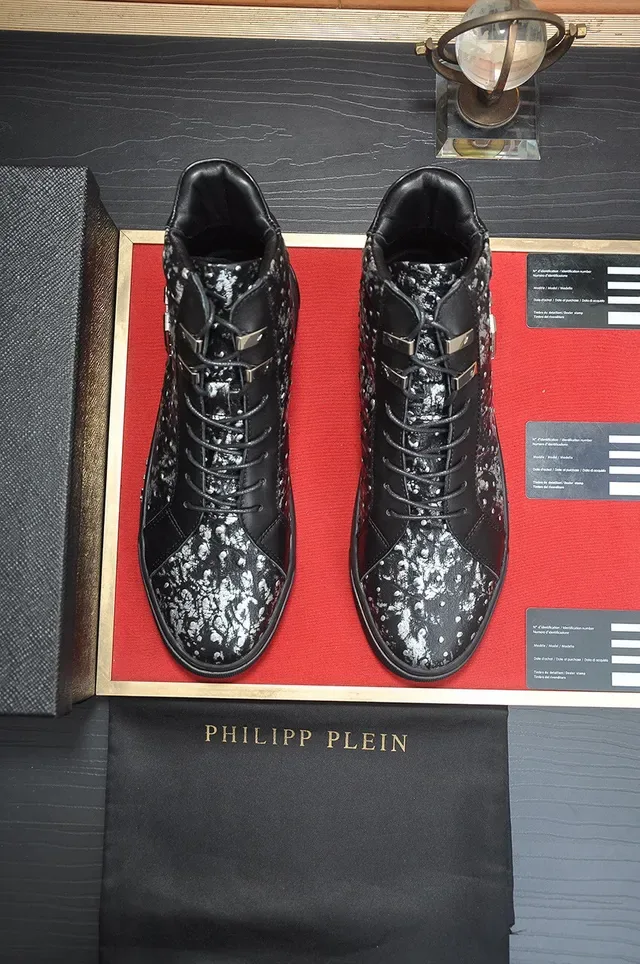 Philipp Plein काला चांदी हाई-टॉप स्टड्ड चमड़ा जीवनशैली स्नीकर 3