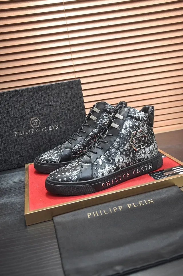Philipp Plein काला चांदी हाई-टॉप स्टड्ड चमड़ा जीवनशैली स्नीकर 5