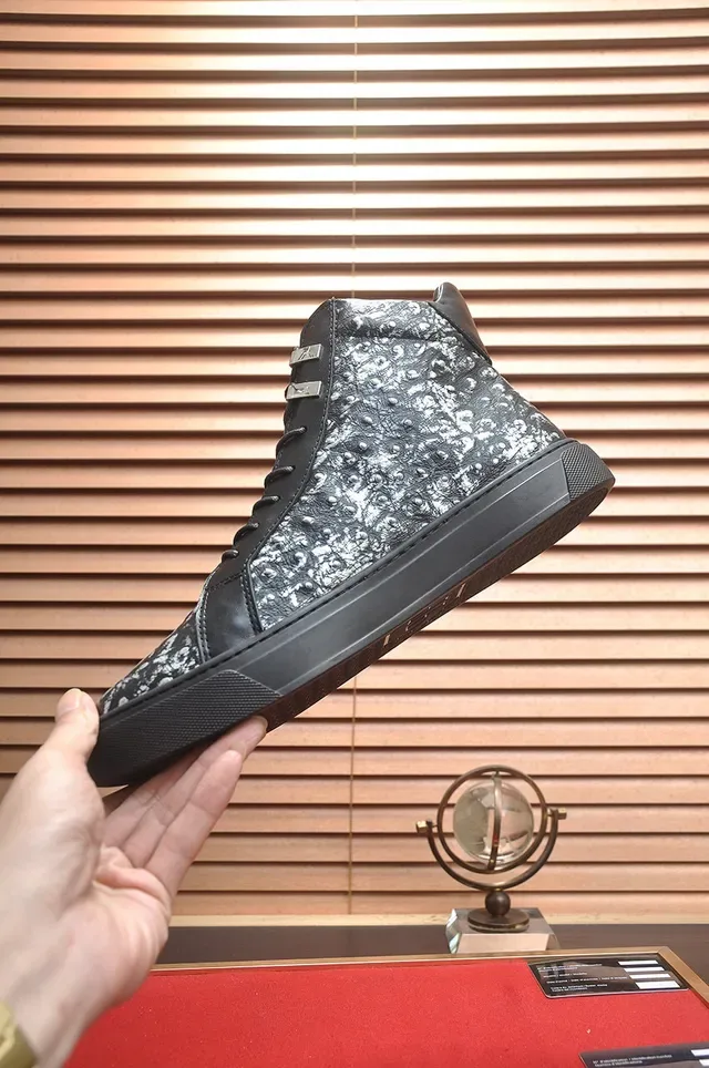 Philipp Plein काला चांदी हाई-टॉप स्टड्ड चमड़ा जीवनशैली स्नीकर 6