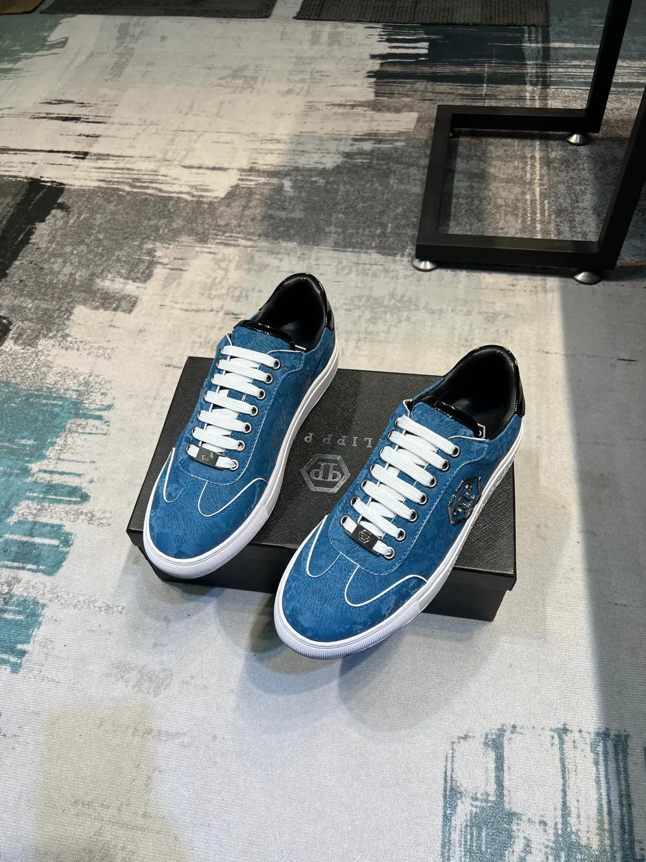 Philipp Plein Blue Leather Lifestyle Sneaker 5