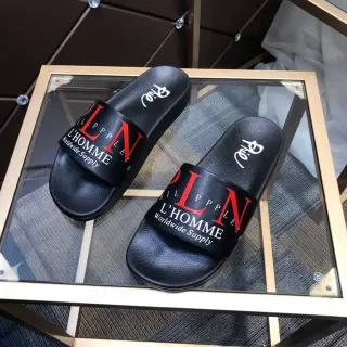 Philipp Plein L'Homme Worldwide Supply Logo-Print Black Slippers